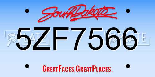 5ZF7566 South Dakota License Plate