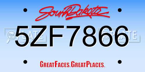 5ZF7866 South Dakota License Plate