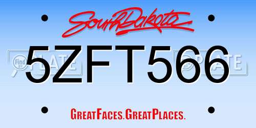 5ZFT566 South Dakota License Plate