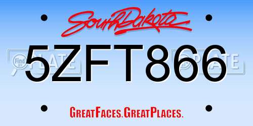 5ZFT866 South Dakota License Plate
