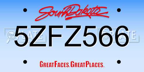 5ZFZ566 South Dakota License Plate
