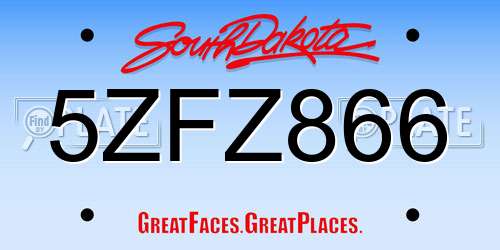 5ZFZ866 South Dakota License Plate