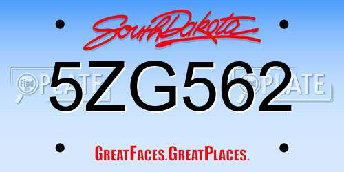 5ZG562 South Dakota License Plate