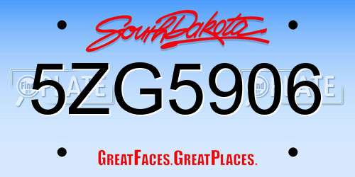 5ZG5906 South Dakota License Plate
