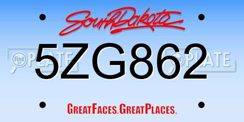 5ZG862 South Dakota License Plate