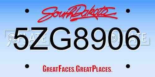 5ZG8906 South Dakota License Plate
