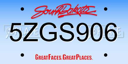 5ZGS906 South Dakota License Plate