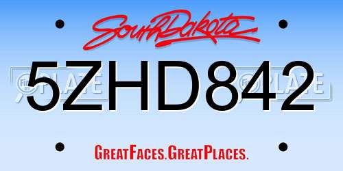 5ZHD842 South Dakota License Plate