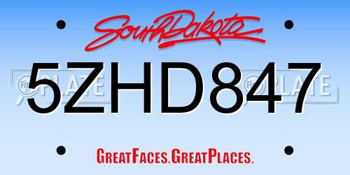 5ZHD847 South Dakota License Plate