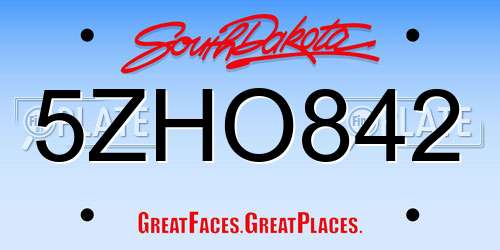 5ZHO842 South Dakota License Plate