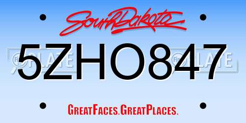 5ZHO847 South Dakota License Plate