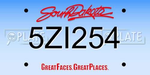 5ZI254 South Dakota License Plate
