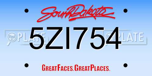 5ZI754 South Dakota License Plate