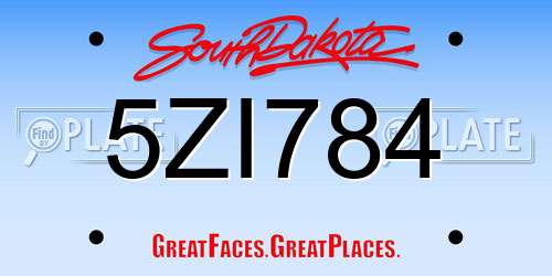 5ZI784 South Dakota License Plate
