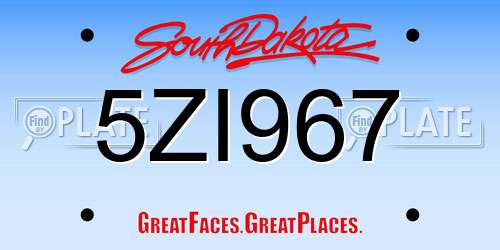 5ZI967 South Dakota License Plate