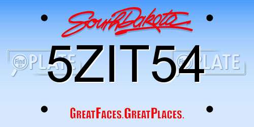 5ZIT54 South Dakota License Plate