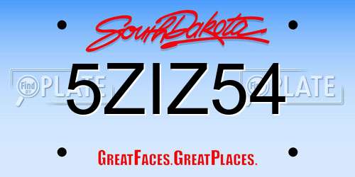 5ZIZ54 South Dakota License Plate