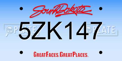 5ZK147 South Dakota License Plate