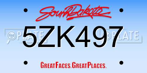 5ZK497 South Dakota License Plate