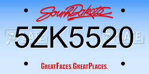 5ZK5520 South Dakota License Plate