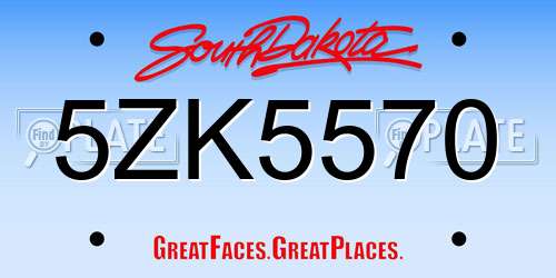 5ZK5570 South Dakota License Plate