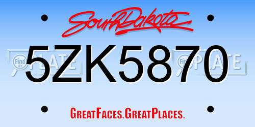 5ZK5870 South Dakota License Plate