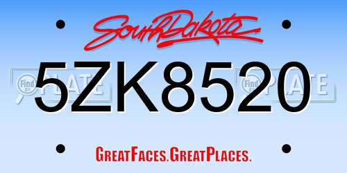 5ZK8520 South Dakota License Plate