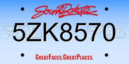 5ZK8570 South Dakota License Plate