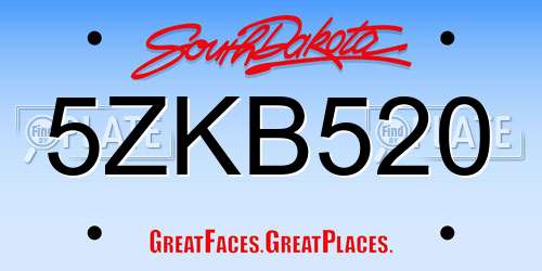 5ZKB520 South Dakota License Plate