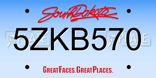 5ZKB570 South Dakota License Plate