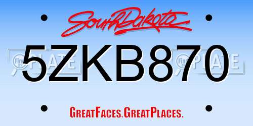 5ZKB870 South Dakota License Plate
