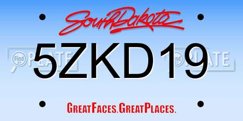 5ZKD19 South Dakota License Plate