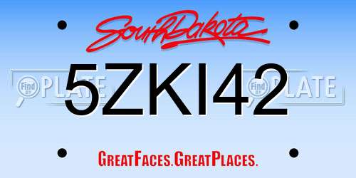 5ZKI42 South Dakota License Plate