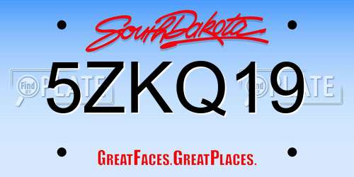 5ZKQ19 South Dakota License Plate