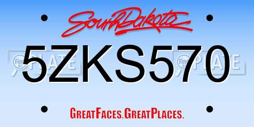 5ZKS570 South Dakota License Plate