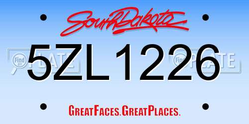 5ZL1226 South Dakota License Plate