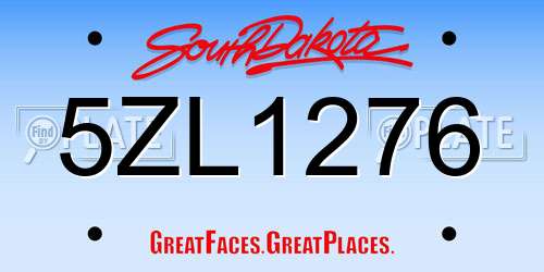 5ZL1276 South Dakota License Plate