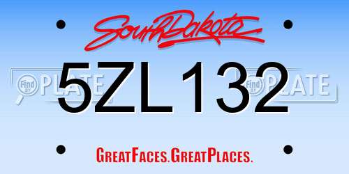 5ZL132 South Dakota License Plate