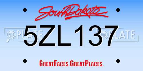 5ZL137 South Dakota License Plate