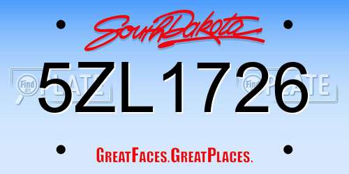 5ZL1726 South Dakota License Plate