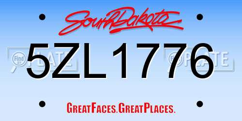 5ZL1776 South Dakota License Plate