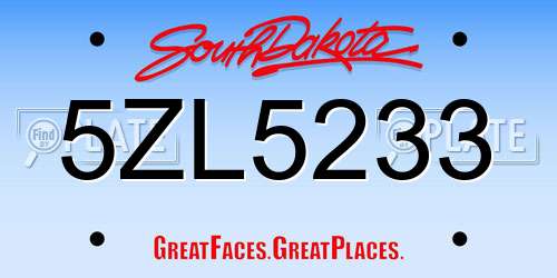 5ZL5233 South Dakota License Plate