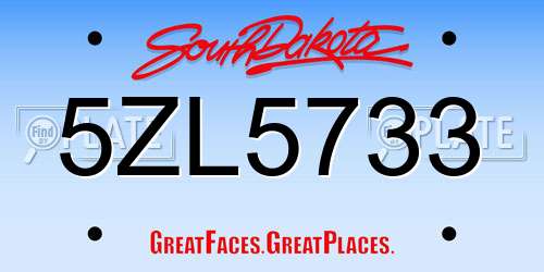5ZL5733 South Dakota License Plate