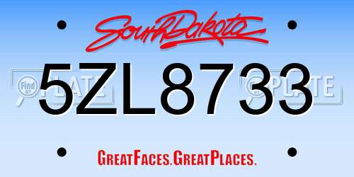 5ZL8733 South Dakota License Plate