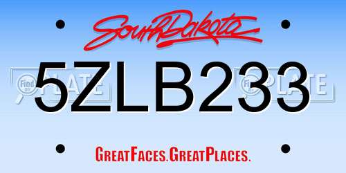 5ZLB233 South Dakota License Plate