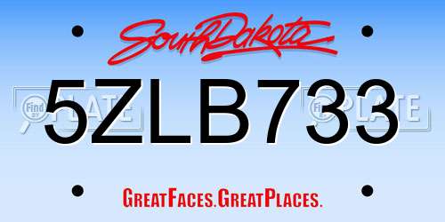 5ZLB733 South Dakota License Plate