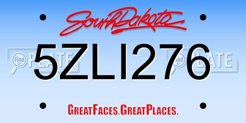 5ZLI276 South Dakota License Plate