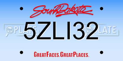5ZLI32 South Dakota License Plate