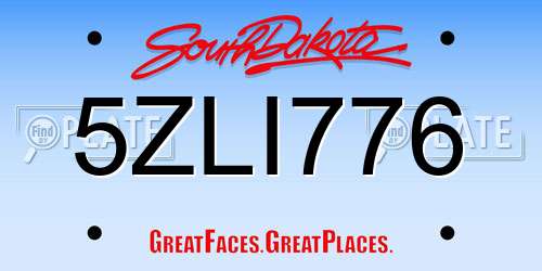 5ZLI776 South Dakota License Plate