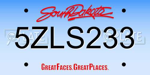 5ZLS233 South Dakota License Plate